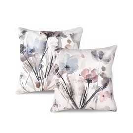 HSIXHAF Flower Cushion Covers Set of 2 Cushion Covers 40 x 40 cm Modern Abstract Flowers Watercolour Painting Decoration Cushion Covers Square Soft Farmhouse Cushion Covers for Couch Sofa Bed Car