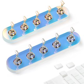 2 Set Nail Stands for Painting and Press-on Nails Display - Acrylic Holder With Adhesive Putty - Practice Art Tools for Homes Salons (Silver Gold)