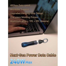 Teslniher 𝗡𝗲𝘄 𝐔𝐩𝐠𝐫𝐚𝐝𝐞 Short USB 4 Cable 0.5FT for Thunderbolt 4 Cable, 40Gbps Data Sync, 8K@60Hz, 240W, USB C Thunderbolt Cable, Compatible for MacBook, SSD, Docking