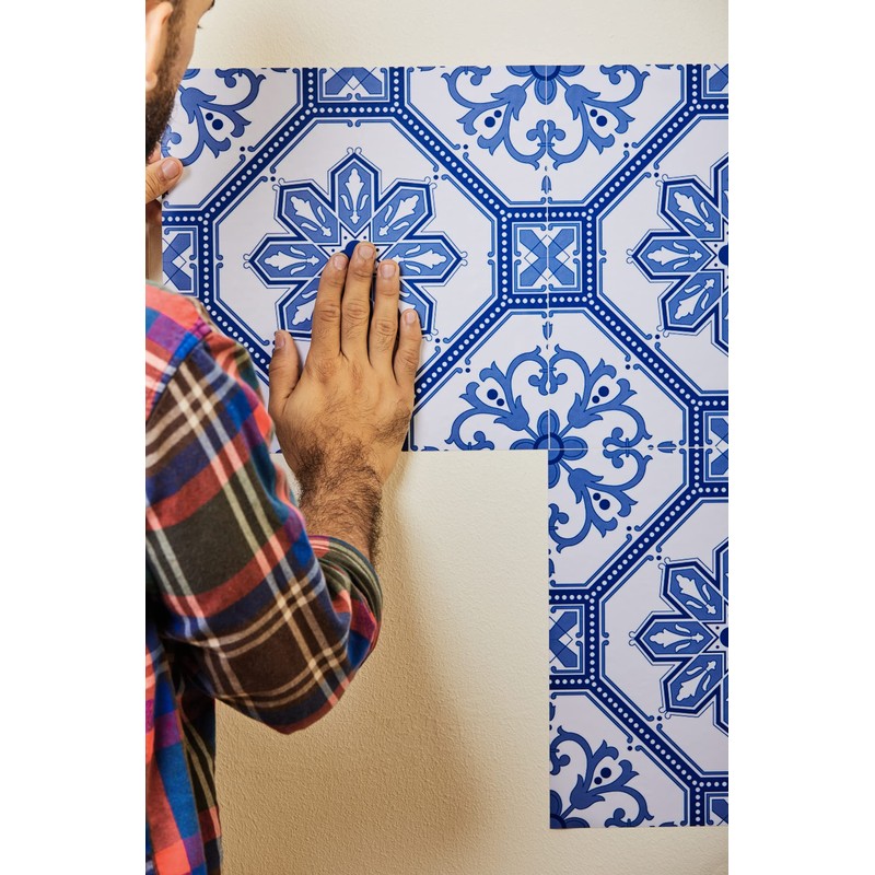 Poromoro Portuguese Spanish Azulejo Tile Stickers Peel and Stick Kitchen