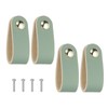 PATIKIL Leather Drawer Pulls, 4 Pcs Leather Handle Single Hole