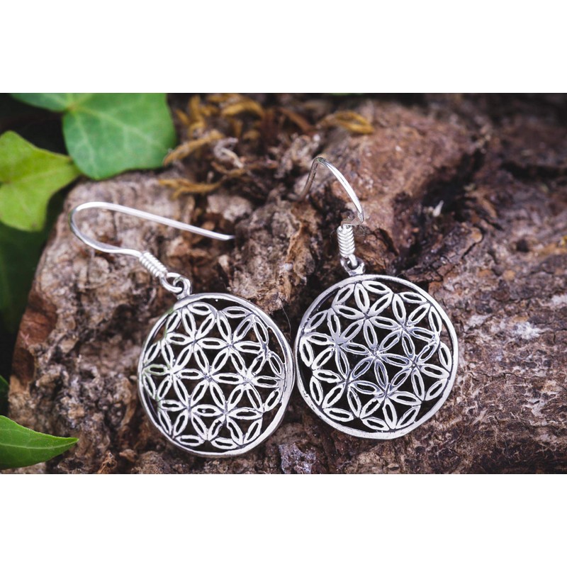 WINDALF Vintage Boho Earrings Flower of Life 3.2 cm Bohemia