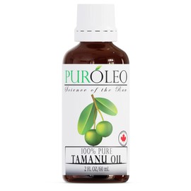 PUROLEO Tamanu Oil (Made In Canada) Pure 100% Certified (MADE IN CANADA) | Natural Cold Pressed Unrefined Oil for Hair & Face | Premium packaging with Eye Dropper | tamanu oil for face skin virgin (2 Fl Oz/60 ML)