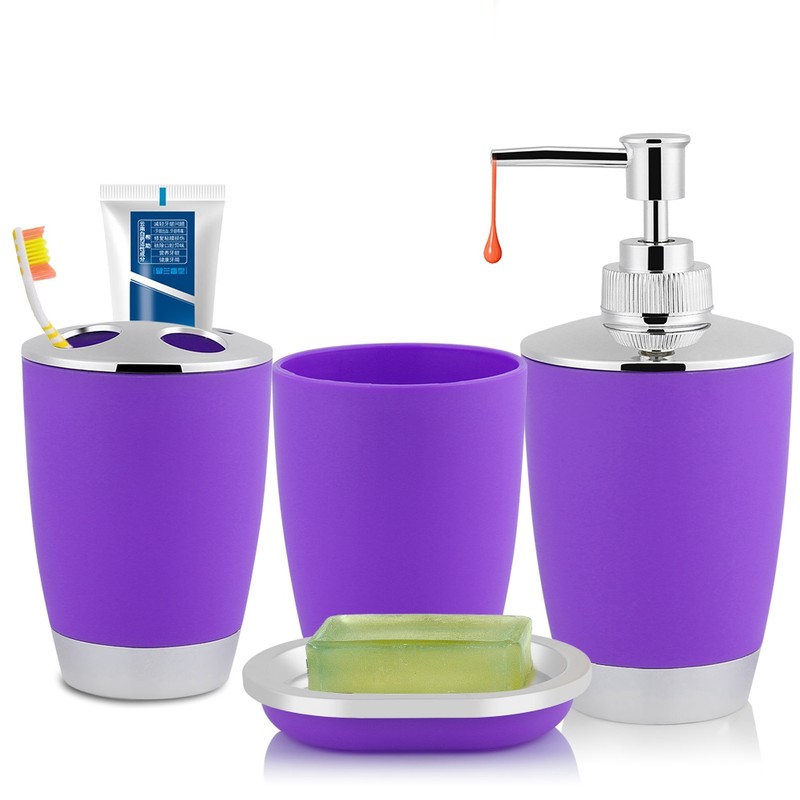 4Pcs/Set Bathroom Suit Accessories Includes Cup Toothbrush Holder Soap Dish