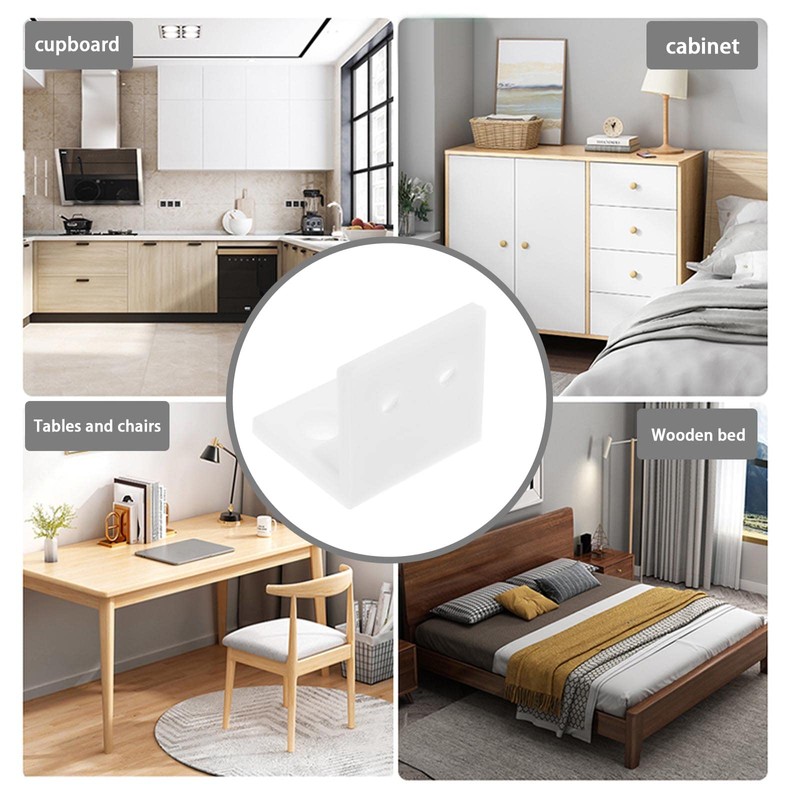 100pcs Furniture Corner Braces Plastic Angle Corner Bracket 4 Hole