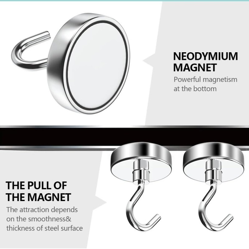 Volunx Magnetic Hooks 10 Pack Strong 10kg-22lbs+ Neodymium Magnet Hooks,