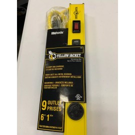 Woods NEW! 2-Pack Yellow Jacket Power Strip  9 Outlets & 2 USB Charge Ports (2.4 AMP)