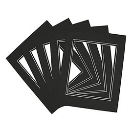 Golden State Art, 11x14 Double Mats for 8x10 - for Photos, Pictures, Frames - Acid-Free, 5 Pack, Black Over Black