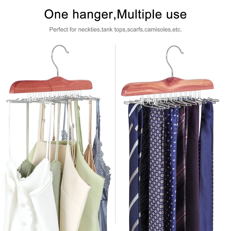 TOPIA HANGER American Red Cedar Wooden Tie Racks for Closet,