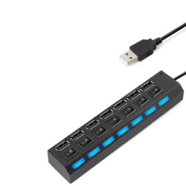 ELE-GATE productsmexicans - Hub USB 7 Puertos con Switch Propio para Cada USB Color Negro