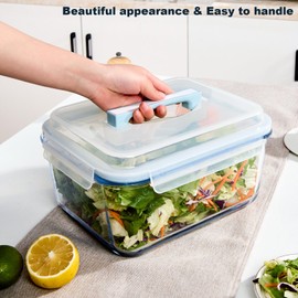 24 Cup Extra Large Glass Storage Containers with Airtight Locking Lid with Handle, Large Glass Food Storage Container, Ideal Storing food, Vegetables, Fruits, Roasting Turkey, BPA Free Oven Safe