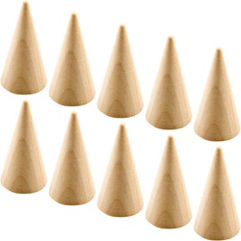 IFAMIO 10 Pieces Wood Ring Cone Stand Wooden Single Ring Display Holder Cone Shape Ring Display Support Ring Rack Ring Holder Jewelry Display Stand DIY Wood Cone