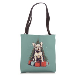 Christmas Tree, ornaments and Cute Frenchie Santa Christmas Tote Bag