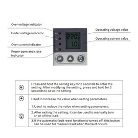 GEYA Current/Voltage Protection Device with Measuring Function AC220V LCD Display (40A)