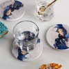 Set of 4 Ceramic Drink Coasters Blue White Gold Marble
