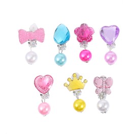 Hohopeti 7pairs Clip Earrings for Girls and Women Comfortable Non-pierced Jewelry Cute Designs for Daily Wear and Parties Includes Storage Box