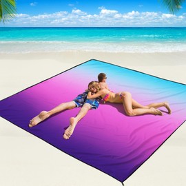 WIWIGO Beach Blanket Waterproof Sandproof Beach Mat 79" X 83" /10'x9'for 2-8 Adults Quick Drying Outdoor Picnic Mat Beach Accessories for Travel, Camping, Hiking