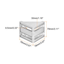 sourcing map 4Pcs Inside Corner Bracket Gusset, 78x78x79mm 8080 Angle Connectors for 4080/8080 Series Aluminum Extrusion Profile Silver