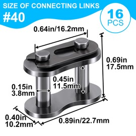 Mxxipp 15pcs #40 Roller Chain Connecting Links, Heavy Duty Master Link, Manganese Steel Connector Links for Bikes Motorcycles Industrial Machinery- Black
