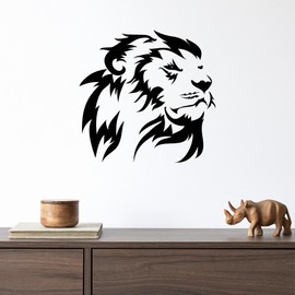 Vinyl Wall Decal Lion King Head African Animal Predator Stickers Large Decor (1396ig) Gold Metallic