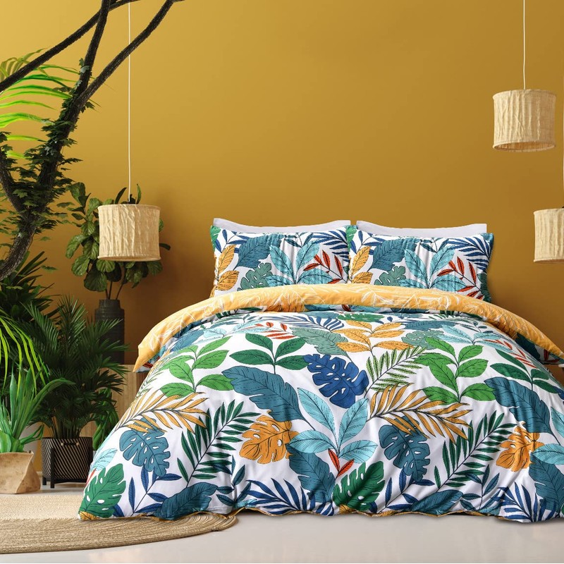 Sleepdown Tropical Palm Tree Floral Multi Brights Ochre Reversible Soft