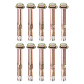 M METERXITY 10-Pack Hex Expansion Bolt, M6x60mm Colored Galvanized Iron-Carbon Steel External Hex Expansion Bolts, Anti-Corrosion Metal Bolt for Concrete/Dry Brick/Block Walls