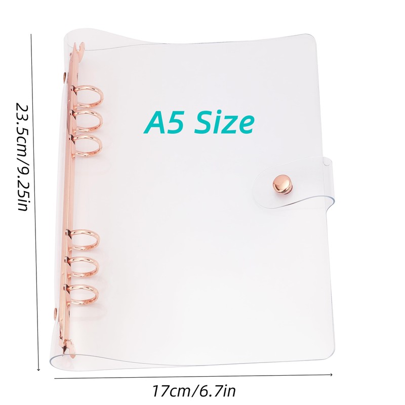 A5 6-Ring Binder Cover for Loose Leaf PVC Clear A5