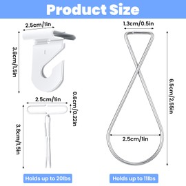 50 Packs Drop Ceiling Hooks for Hanging, White Right and Left Ceiling Hooks with 25pcs Hook Clips, Metal T-Bar Hook for Home Classroom Office Wedding Hanging Plants Decoration