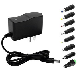 9V 1A DC Power Supply Adapter 9V Power Cord 100V-240V AC to DC 9Volt 1A 800mA 750mA 0.6A 0.5A 500mA Power Supply 9v ac/dc Transformer Center Positive with 8tips for Elliptical Machine, Schwinn Bike
