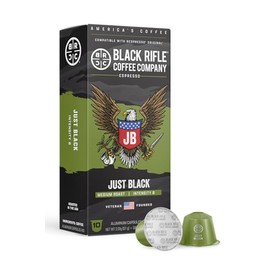 Black Rifle Coffee Company 100ct Just Black Espresso Capsules – Medium Roast, Nutty, Milk Chocolate & Vanilla, Nespresso® OriginalLine Compatible