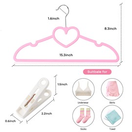 ZRKFSR Plastic Hangers 30 Pack, Heart Hangers Clothes Hanger Ultra Thin Space Saving-Slim Plastic Hangers 360 Degree Swivel Hook &10 Clips-Strong & Durable Adult Hangers for Sweater,Dress, Shirt, Coat