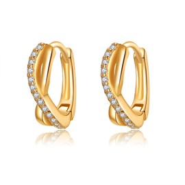 VIKI LYNN 18K Gold Plated CZ Diamond Hoop Pierced Earring for Women Jewelry
