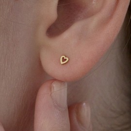 14k Poem Heart Earring Piercing Piece (1 piece) Yellow Gold / 14k 포엠 하트 귀걸이 피어싱 피어싱  낱개(1개)  옐로우골드