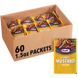Kraft Honey Mustard Salad Dressing Single Serve Packet (1.5 oz Packets, Pack of 60)