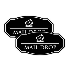 Signs ByLITA Victorian Mail Drop Durable Plastic | Easy Installation | Elegant Design Sign (Black) - Medium 2 Pack