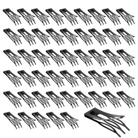 FRAMAD 50PCS Double Grip Hair Clips for Thick Fine Hair, 3 Prong Metal Snap Barrettes for Women Girls