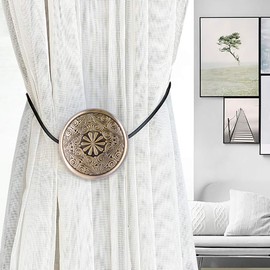 INHDBOX Magnetic Curtain Tiebacks, European Retro Curtain Clips Rope Back Curtain Holder Buckles Curtain Tie Curtain Holder 2 Pieces for Home Office Decoration