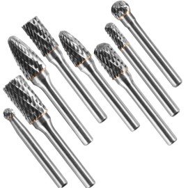 Tungsten Steel Carbide Rotary Burr Die Grinder Shank Bit Set US 1/4'' Double Cut