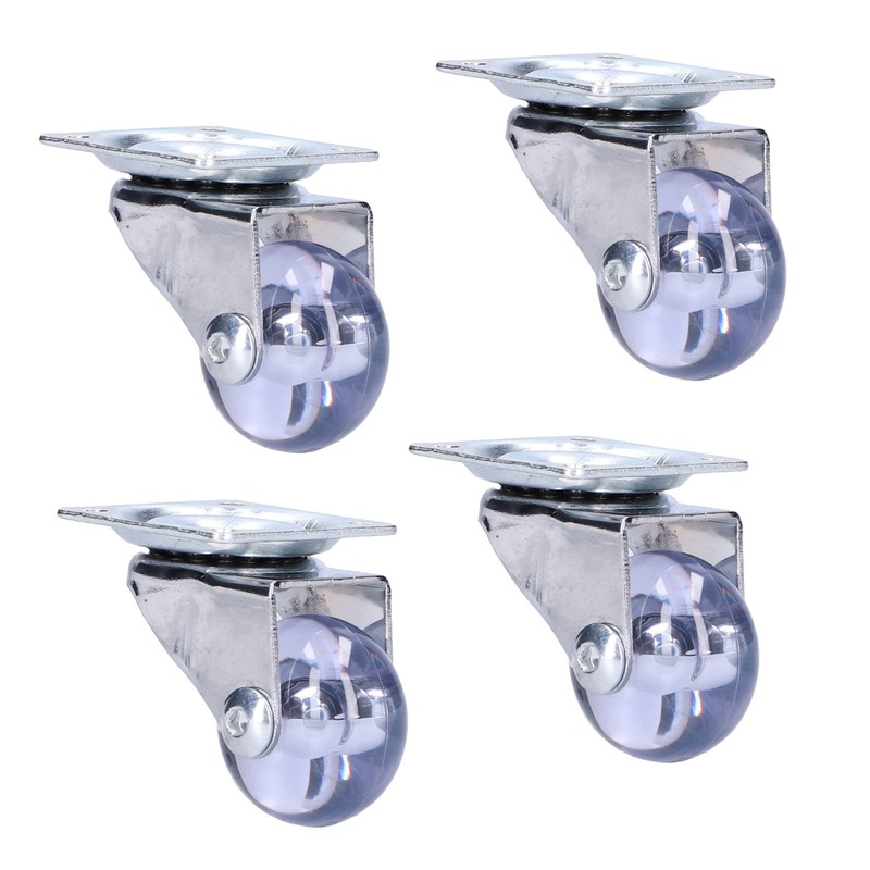4 Pcs Swivel Caster Heavy Duty Stainless Steel Transparent PU