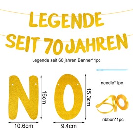 70th Birthday Decoration Funny Banner, Legend for 70 Years Birthday Garland, Decoration 70th Birthday Man Woman, Birthday Banner Gold for Women Men Party Supplies