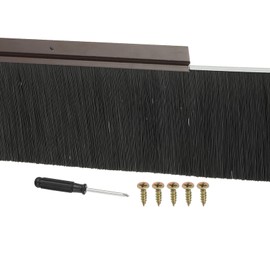 PATIKIL Door Brush Sweeps 4.72" Bristles x 47.24" Long, H-Shape Aluminum Alloy Holder Door Sweep for Bottom of Door Seal Garage Roll Up Door Weather Stripping, Brown/Black