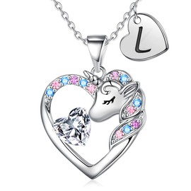 TINGN Unicorn Gifts for Girls, Unicorn Chain Girls, Unicorn Chain with Letters, Unicorn Gifts for Teenage Girls, Unicorn Jewellery Girls, Birthday Gift for Girls, Gold, Cubic Zirconia