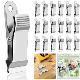 Omsscun 20Pcs Alligator Clips, Metal Clips, 1/2 Inch Wide Small Crocodile Clips, Croc Clips, Spring Clamps, Wide Metal Mini Clamps for Work Home Improvement Wire, Photo, Curtain, Crafts (Silver)