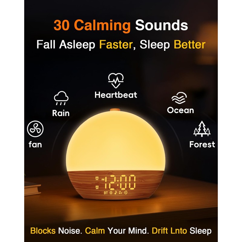 Sunrise Alarm Clock with Sound Machine - Wake Up Light,