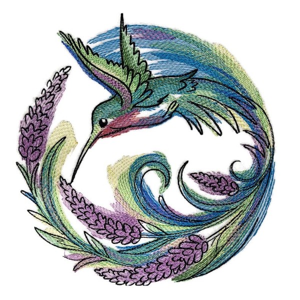 Beyond Vision Custom Birds [ Lavender Blooms Hummingbird ] Embroidered