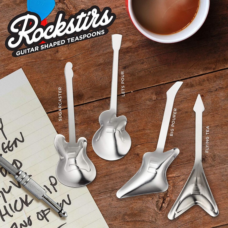 Stainless Steel Teaspoon Guitar Shape - Sugarcaster Rockstirs