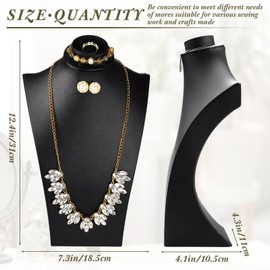 Wenqik 2 Pcs Black PU Leather Necklace Display 12 Inch Black Necklace Display Bust with Bracelet Earring Ring Display Set Jewelry Necklace Bust Display Stand for Jewelry Selling Trade Shows Props