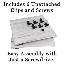 Collage Picture Board Set. DIY Photo Display with Clips. Rustic White Wood Picture Holder (4x6 or 5x7) for Desk or Hanging Wall Decor. Instax or Polaroid Picture Frame (Can Use Clothespins)