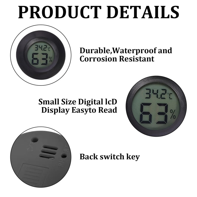 2 Pack Reptile Thermometer, Vivarium Digital Temperature and Humidity Thermometer,