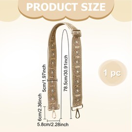 WEBEEDY Adjustable Crossbody Purse Strap, 2 Inch Wide Embroidered Lace Sequins Purse Crossbody Strap Replacement Shoulder Bag Handbag Straps for Women, 78.5cm/30.9 Inch